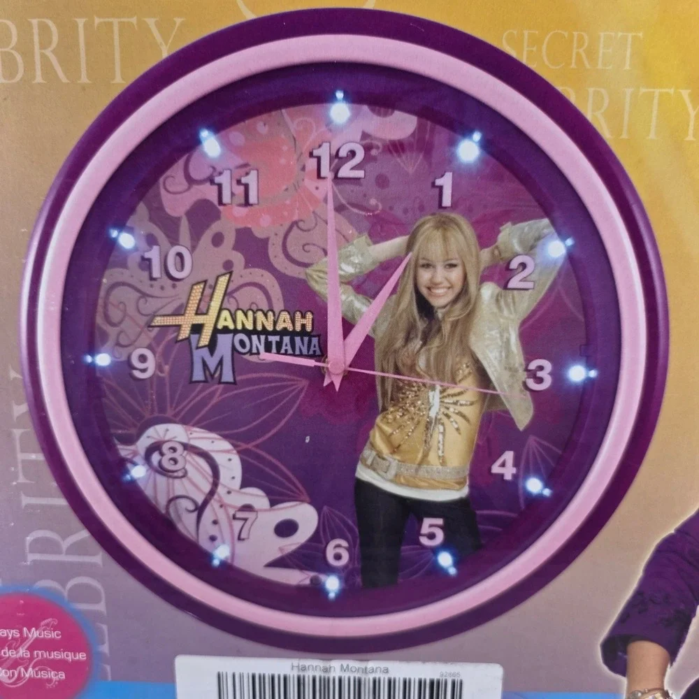 Hannah Montana Musical Wall Clock Disney LED‎ Lights 2008 Collectible Rare NIB